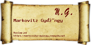 Markovitz Gyöngy névjegykártya